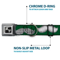 Dog Bone Seatbelt Buckle Collar - Mustaches Green/Sketch