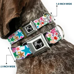 Dog Bone Seatbelt Buckle Collar - Stargazer White/Multi Color