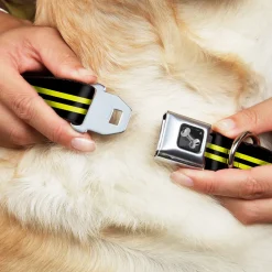 Dog Bone Seatbelt Buckle Collar - Stripe Black/Yellow