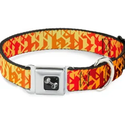 Dog Bone Seatbelt Buckle Collar - Geometric Transition Blues/Reds/Orange/Yellows