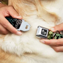 Dog Bone Seatbelt Buckle Collar - Geometric Transition Blues/Reds/Orange/Yellows