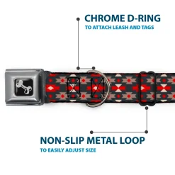Dog Bone Seatbelt Buckle Collar - Mini Navajo Black/Gray/Red/White