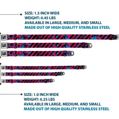 Dog Bone Seatbelt Buckle Collar - Voodoo Black/Pink/Blue