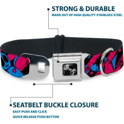 Dog Bone Seatbelt Buckle Collar - Voodoo Black/Pink/Blue