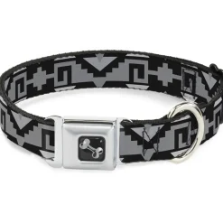 Dog Bone Seatbelt Buckle Collar - Navajo2 Black/Gray
