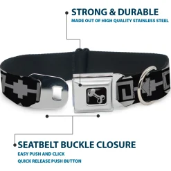 Dog Bone Seatbelt Buckle Collar - Navajo2 Black/Gray
