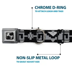 Dog Bone Seatbelt Buckle Collar - Navajo2 Black/Gray