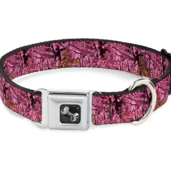Dog Bone Seatbelt Buckle Collar - Hunting Camo Pinks