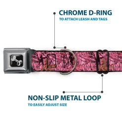 Dog Bone Seatbelt Buckle Collar - Hunting Camo Pinks