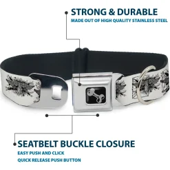 Dog Bone Seatbelt Buckle Collar - Phoenix Shield White