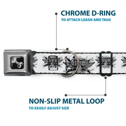 Dog Bone Seatbelt Buckle Collar - Phoenix Shield White