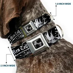 Dog Bone Seatbelt Buckle Collar - Dead Men Tell No Tales Black/White