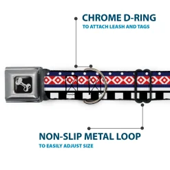 Dog Bone Seatbelt Buckle Collar - Aztec13 White/Navy/Red/Black