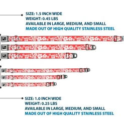 Dog Bone Seatbelt Buckle Collar - Hibiscus Light Red/White