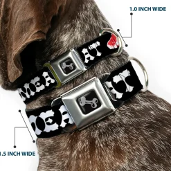 Dog Bone Seatbelt Buckle Collar - Steaks w/MEAT Text