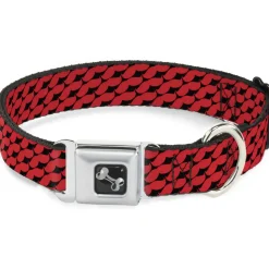 Dog Bone Seatbelt Buckle Collar - Mustache Monogram Black/Red
