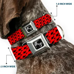 Dog Bone Seatbelt Buckle Collar - Mustache Monogram Black/Red