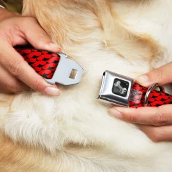 Dog Bone Seatbelt Buckle Collar - Mustache Monogram Black/Red