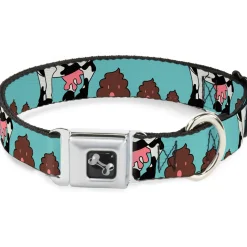 Dog Bone Seatbelt Buckle Collar - Zebra Poops Color