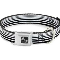 Dog Bone Seatbelt Buckle Collar - Stripe Transition Black/White