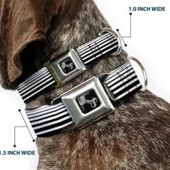 Dog Bone Seatbelt Buckle Collar - Stripe Transition Black/White