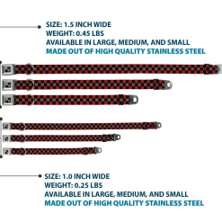 Dog Bone Seatbelt Buckle Collar - Checker Black/Gray/2 Red