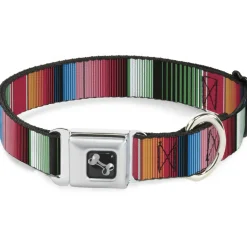 Dog Bone Seatbelt Buckle Collar - Zarape5 Vertical Multi Color Stripe