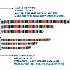 Dog Bone Seatbelt Buckle Collar - Zarape5 Vertical Multi Color Stripe