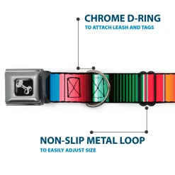 Dog Bone Seatbelt Buckle Collar - Zarape5 Vertical Multi Color Stripe