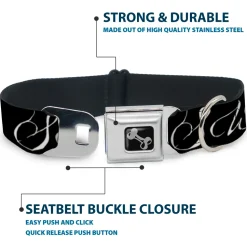 Dog Bone Seatbelt Buckle Collar - SWAG Script Black/White