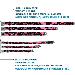 Dog Bone Seatbelt Buckle Collar - Splatter Black/Pink