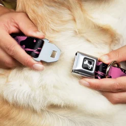 Dog Bone Seatbelt Buckle Collar - Splatter Black/Pink