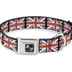 Dog Bone Seatbelt Buckle Collar - United Kingdom Flags