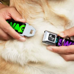 Dog Bone Seatbelt Buckle Collar - SWAGG Black/Hot Pink/Turquoise/Purple/Neon Green