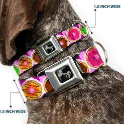 Dog Bone Seatbelt Buckle Collar - Sprinkle Donut Expressions Pink