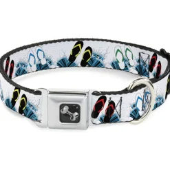 Dog Bone Seatbelt Buckle Collar - Beach Flip Flops