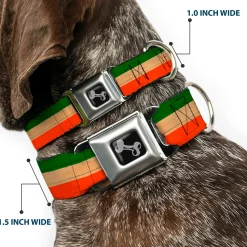 Dog Bone Seatbelt Buckle Collar - Ireland Flag Stripes Distressed