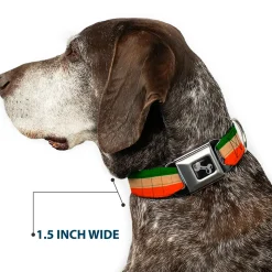 Dog Bone Seatbelt Buckle Collar - Ireland Flag Stripes Distressed