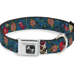 Dog Bone Seatbelt Buckle Collar - Only God Can Judge Me CLOSE-UP Blue