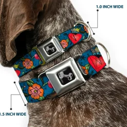 Dog Bone Seatbelt Buckle Collar - Only God Can Judge Me CLOSE-UP Blue