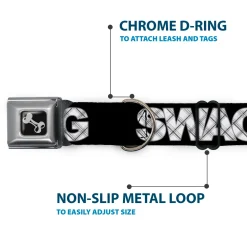 Dog Bone Seatbelt Buckle Collar - SWAG Black/Plaid X White/Gray