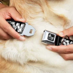 Dog Bone Seatbelt Buckle Collar - SWAG Black/Plaid X White/Gray