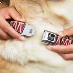 Dog Bone Seatbelt Buckle Collar - Zig Zag Doodle Tan/Red