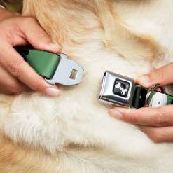 Dog Bone Seatbelt Buckle Collar - I "Heart" PANDAS Green/White/Black/Pink