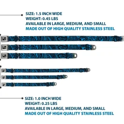 Dog Bone Seatbelt Buckle Collar - Bandana/Skulls Baby Blue/Black