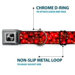 Dog Bone Seatbelt Buckle Collar - Fresh Cherries Stacked