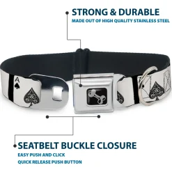 Dog Bone Seatbelt Buckle Collar - Ace of Spades