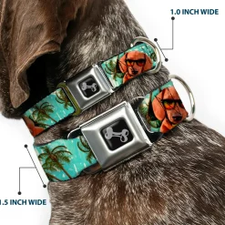 Dog Bone Seatbelt Buckle Collar - Dachshund in Shades w/Palm Trees