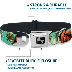 Dog Bone Seatbelt Buckle Collar - Dachshund in Shades w/Palm Trees