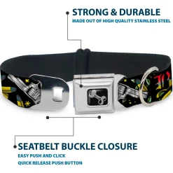 Dog Bone Seatbelt Buckle Collar - Born to Raise Hell Black